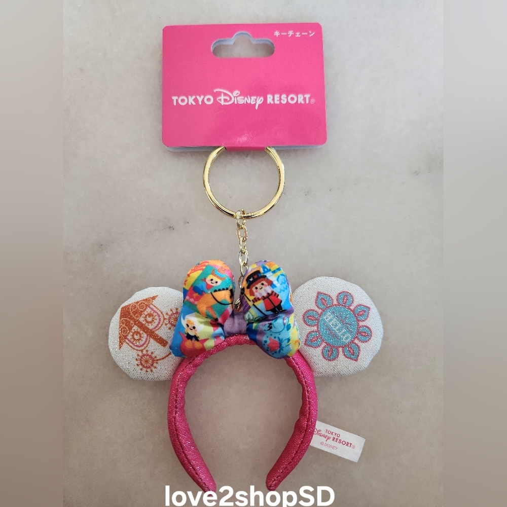 Tokyo Disney Resort It's a Small World  Minnie Mouse Headband Key Chain NWT